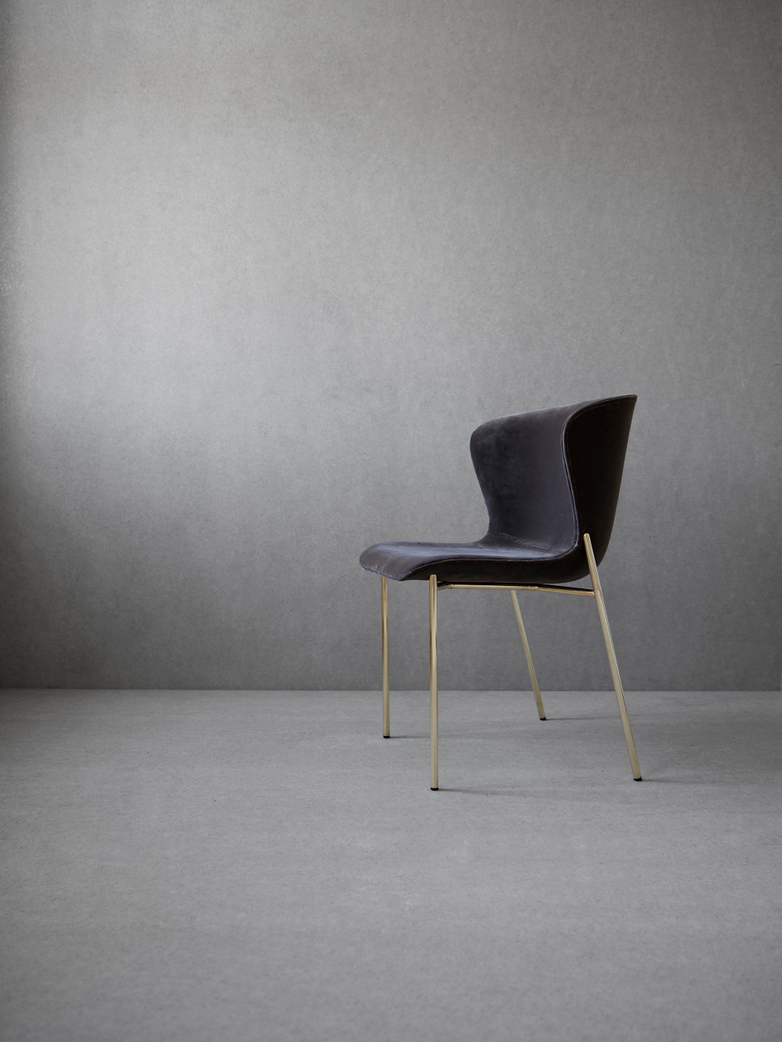 La Pipe Chair Velvet Blue Grey - Brass