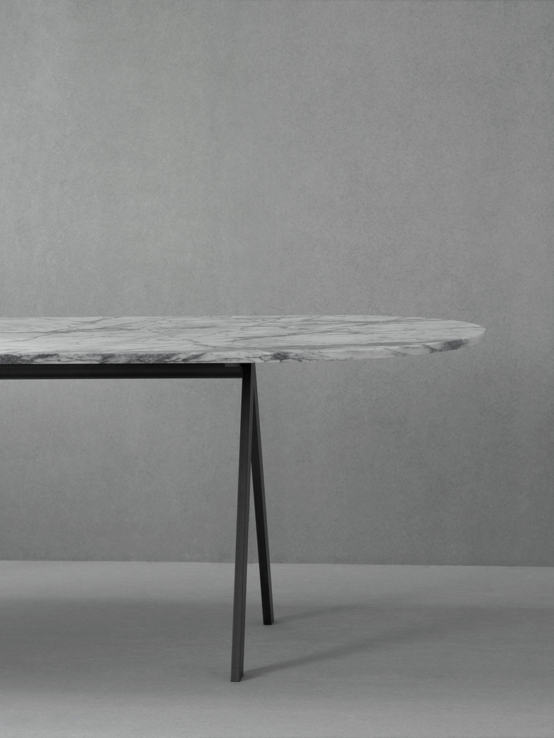 Saw Table White Marble