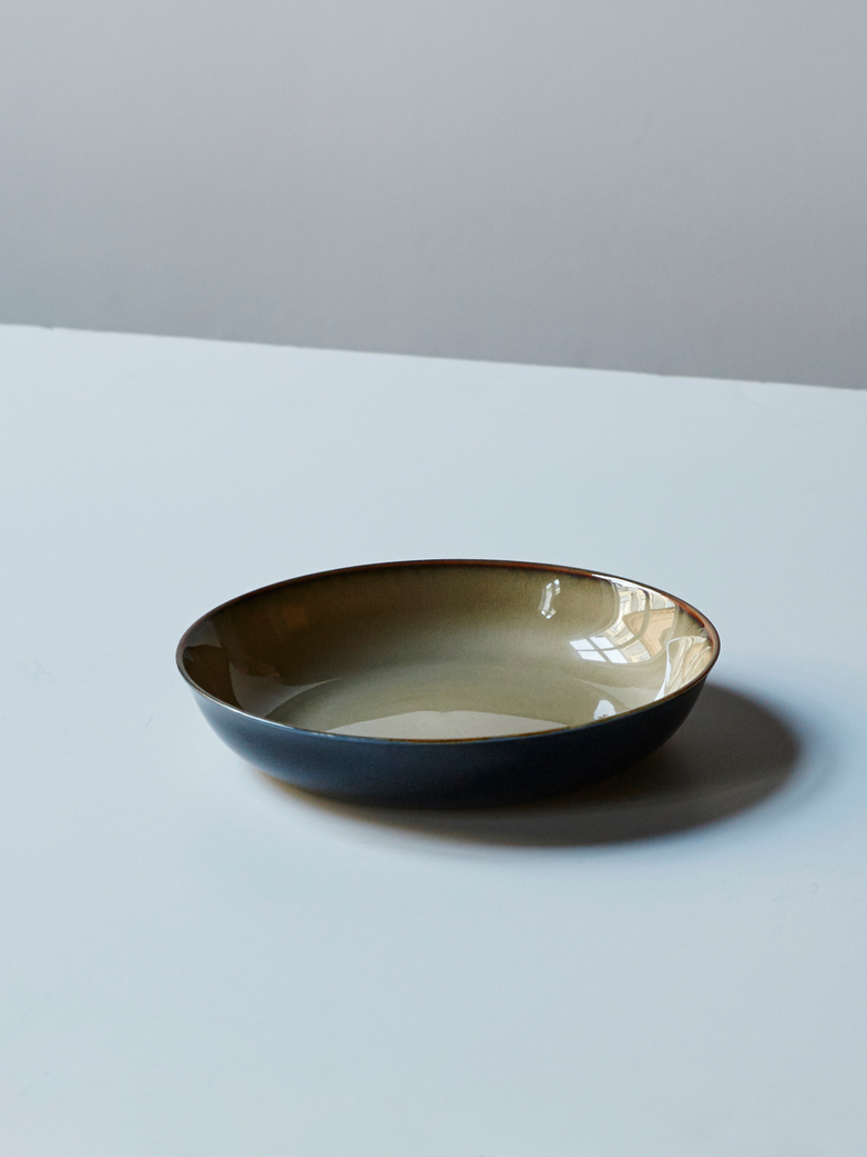 Terres de Rêves - Soup Plate Small Misty Grey and Dark Blue
