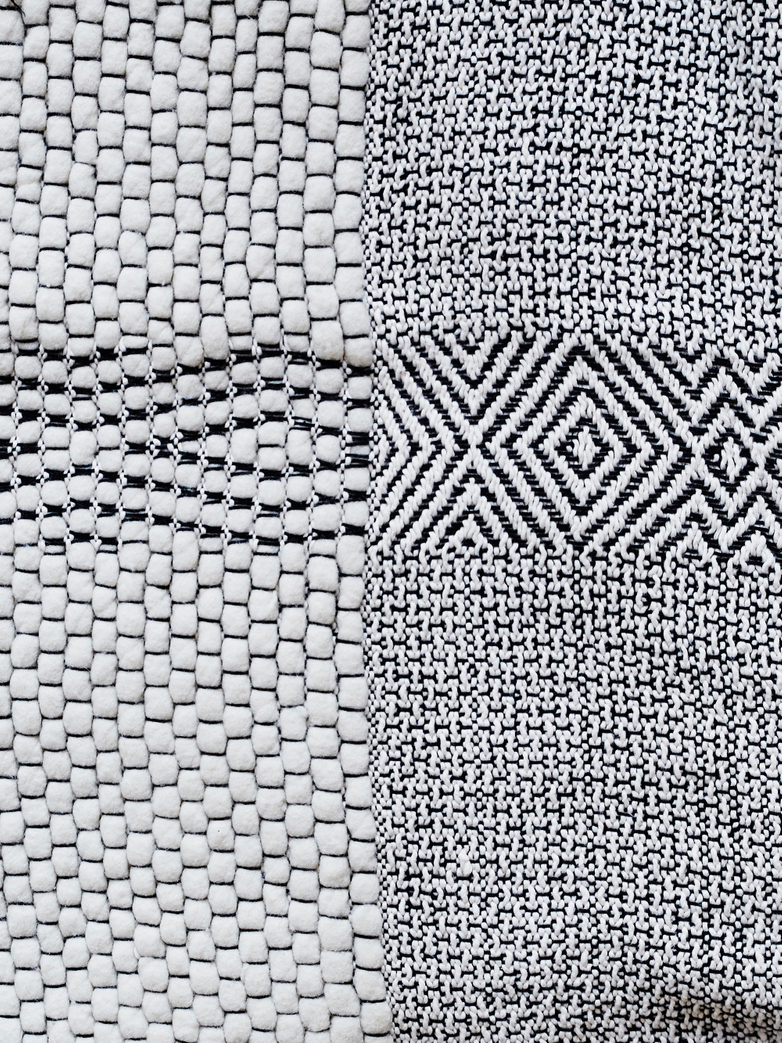 Wool & Cotton Throw Noir Et Blanc