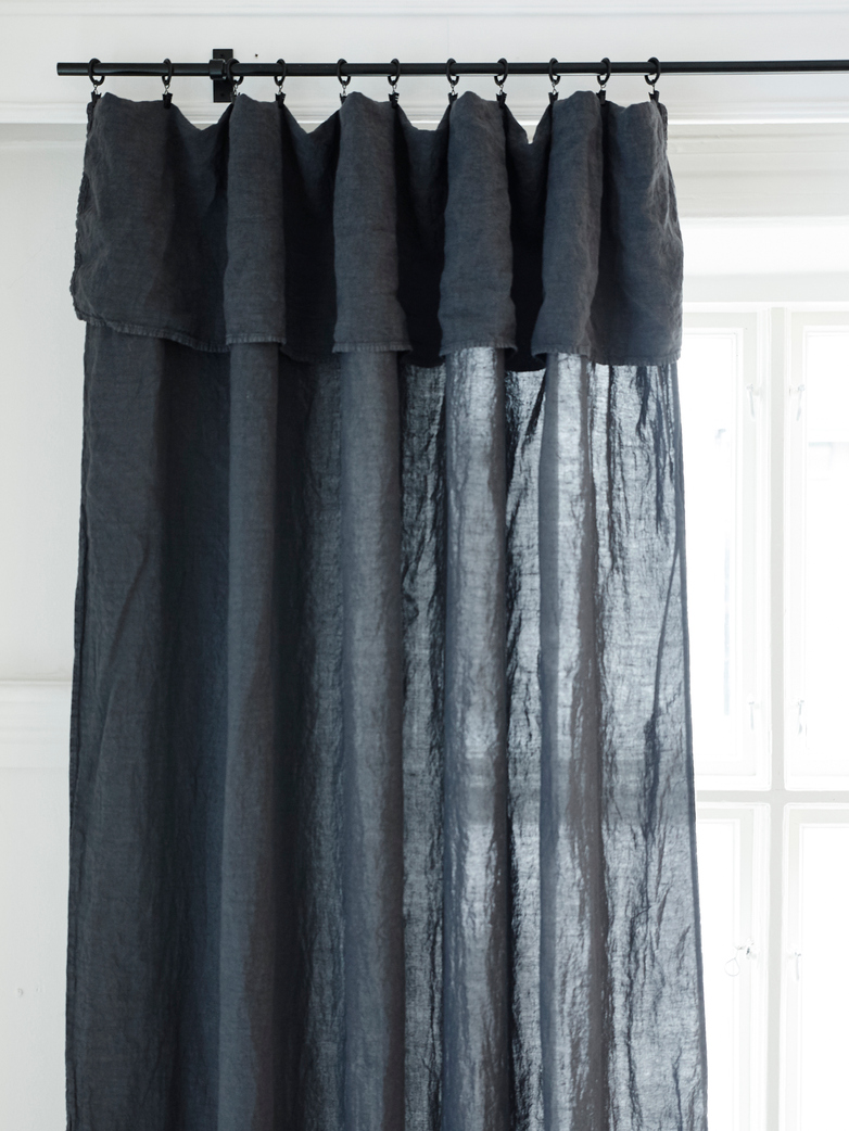 Selena Washed Linen Curtain Plomb 180x290