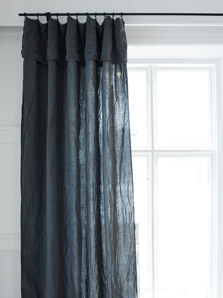 Selena Washed Linen Curtain Plomb 180x290