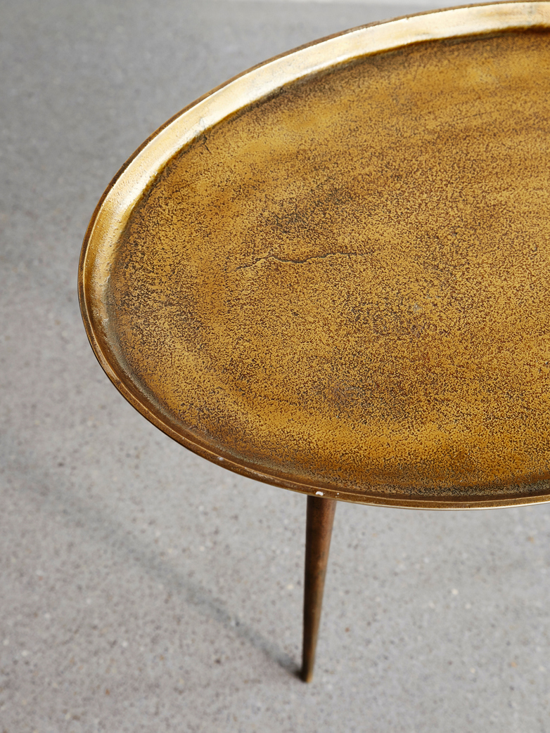 Sidetable Oval Antique Brass
