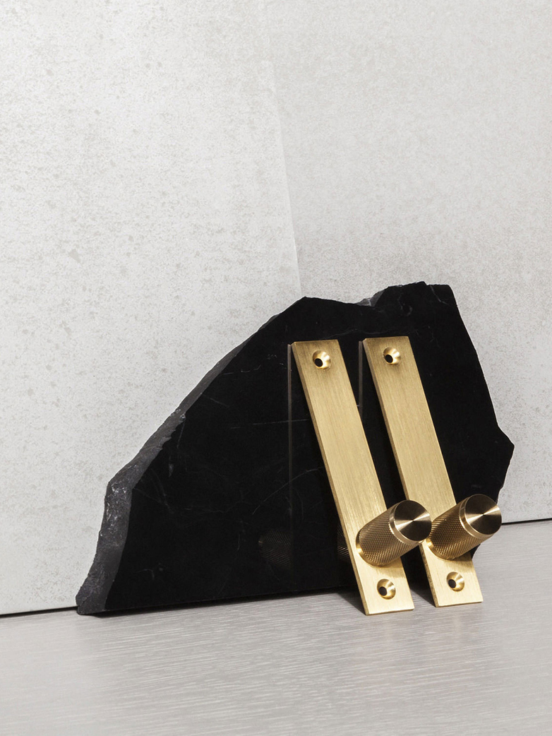 Furniture Knob With Plate Set of Two - Brass