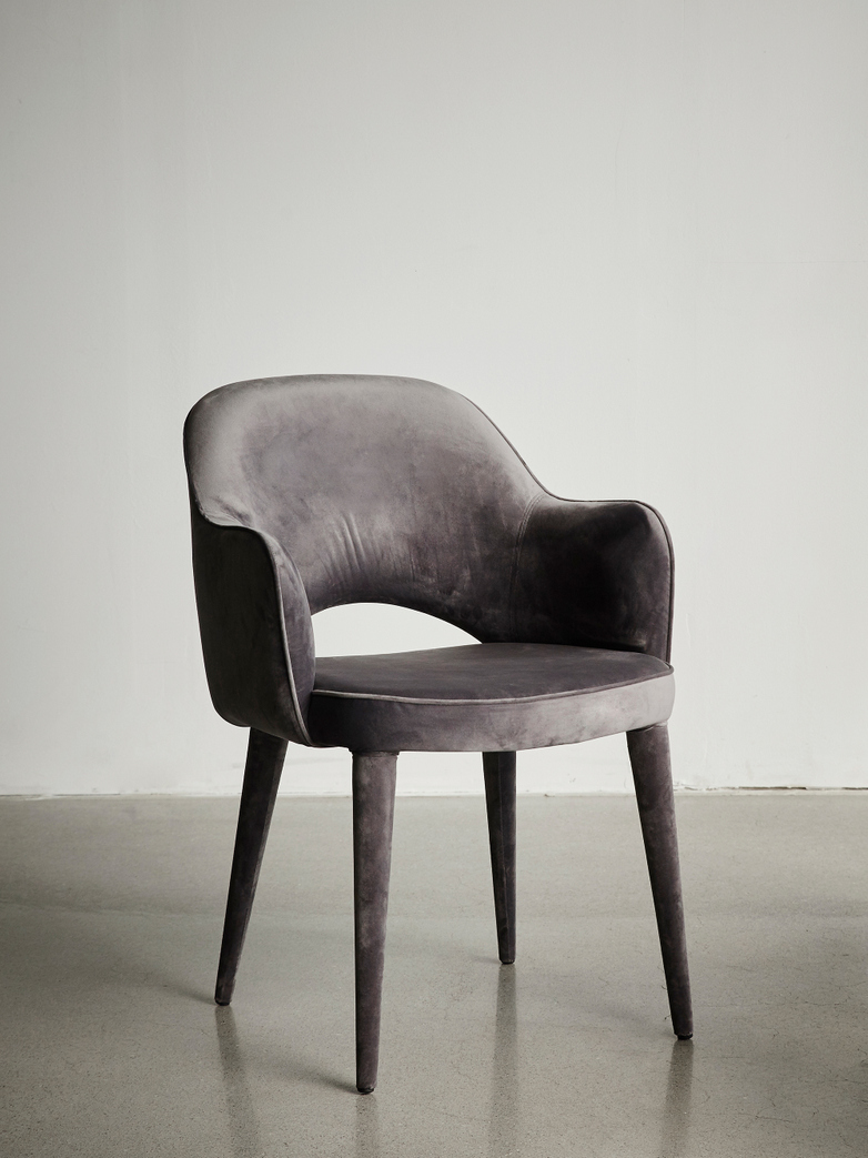 Cosy Velvet Armchair Grey