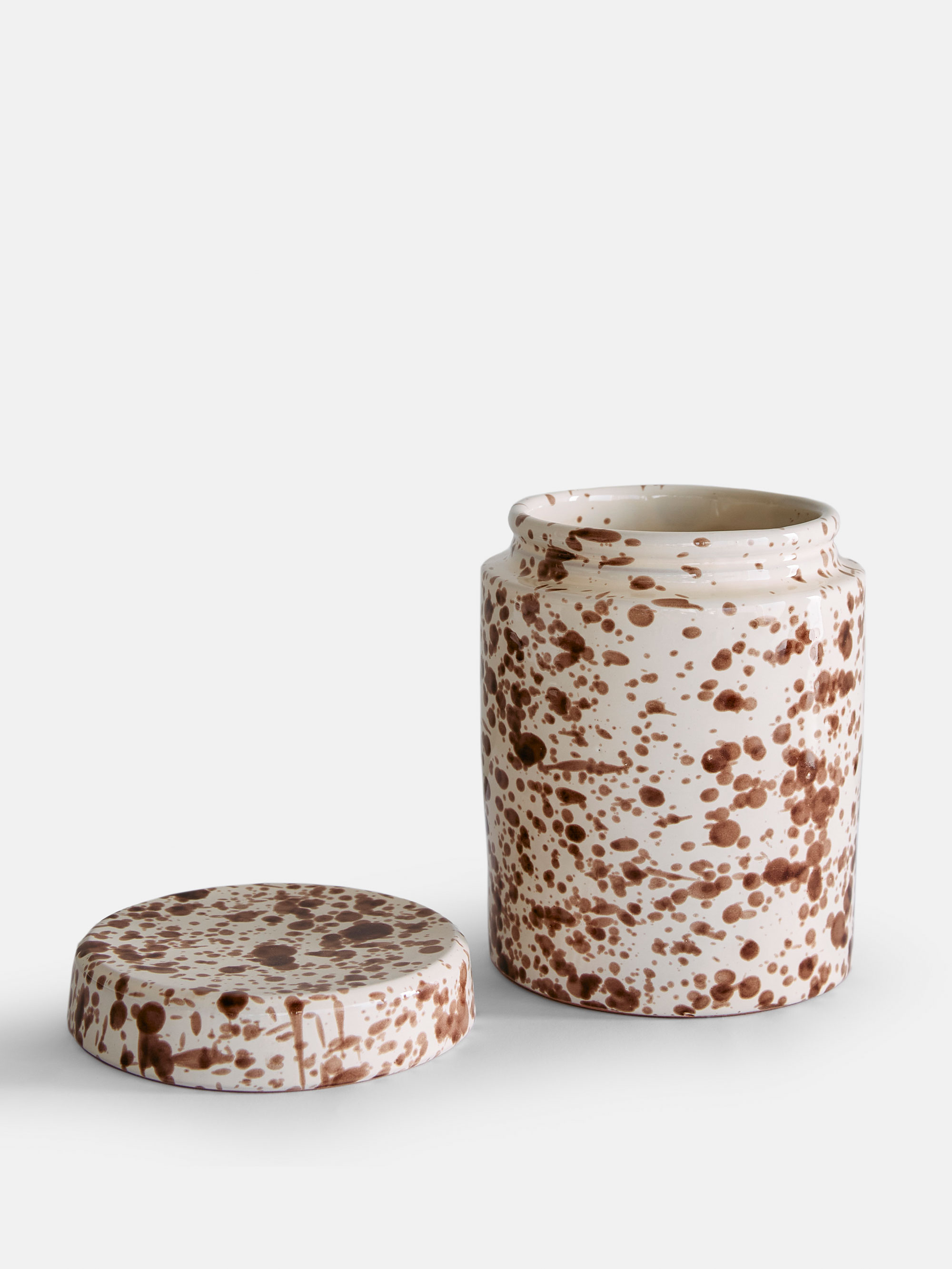 16066 9e62d3e8bb Spruzzi Vivente Jar With Lid Brown On Creme Portrait