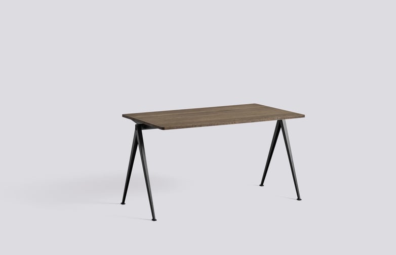 Smoked Oiled Solid Oak - 140 x75 cm - Black Powder Coated Steel