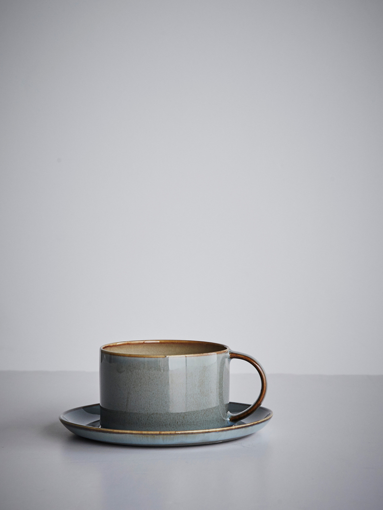 Terres de rêves - Coffee Cup With Saucer Misty Grey - Smokey Blue