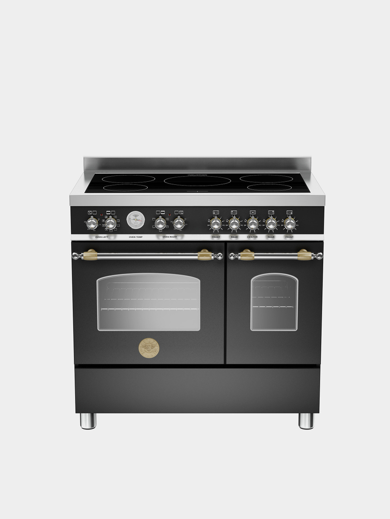 90 cm induktionsspis med dubbla ugnar, matt-svart, Heritage-serien