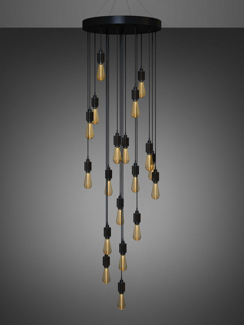 Heavy Metal Chandelier Cascade 19 Pendants