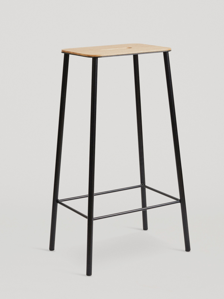Adam Stool Oak - Matt Black