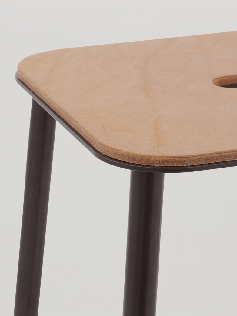 Adam Stool Leather - Matt Black