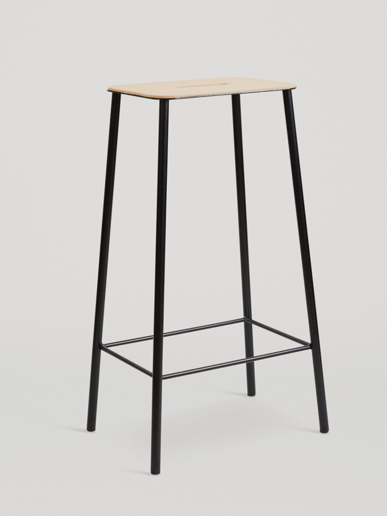 Adam Stool Leather - Matt Black