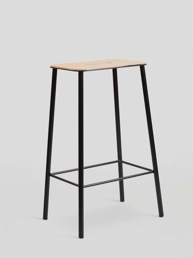 Adam Stool Leather - Matt Black