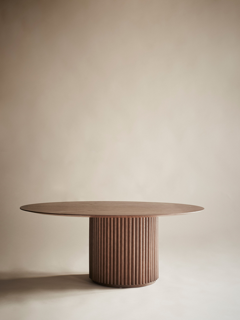Palais Oval Sofa Table – Teak Stained Oak
