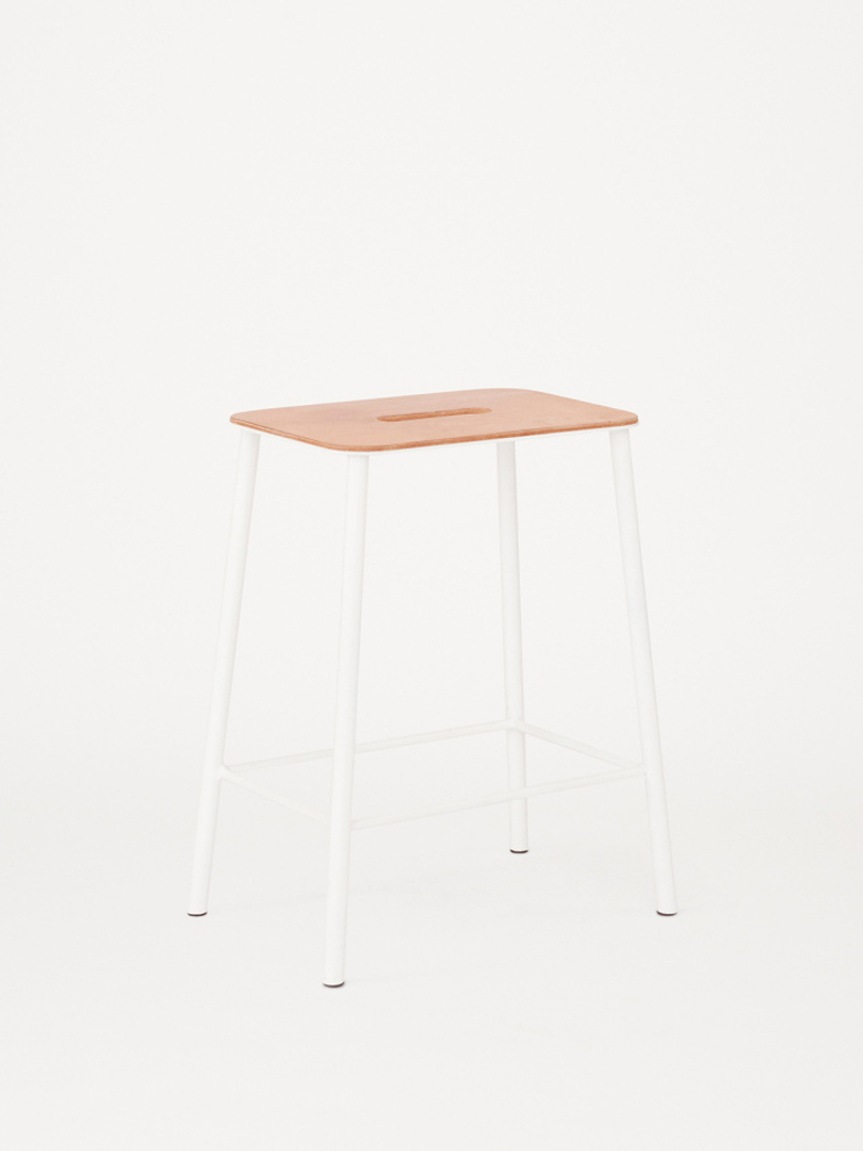 Adam Stool Leather - Matt White