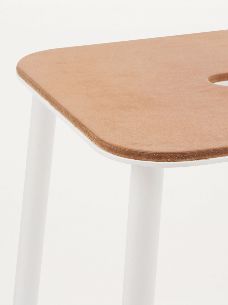Adam Stool Leather - Matt White
