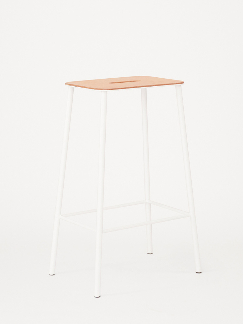Adam Stool Leather - Matt White