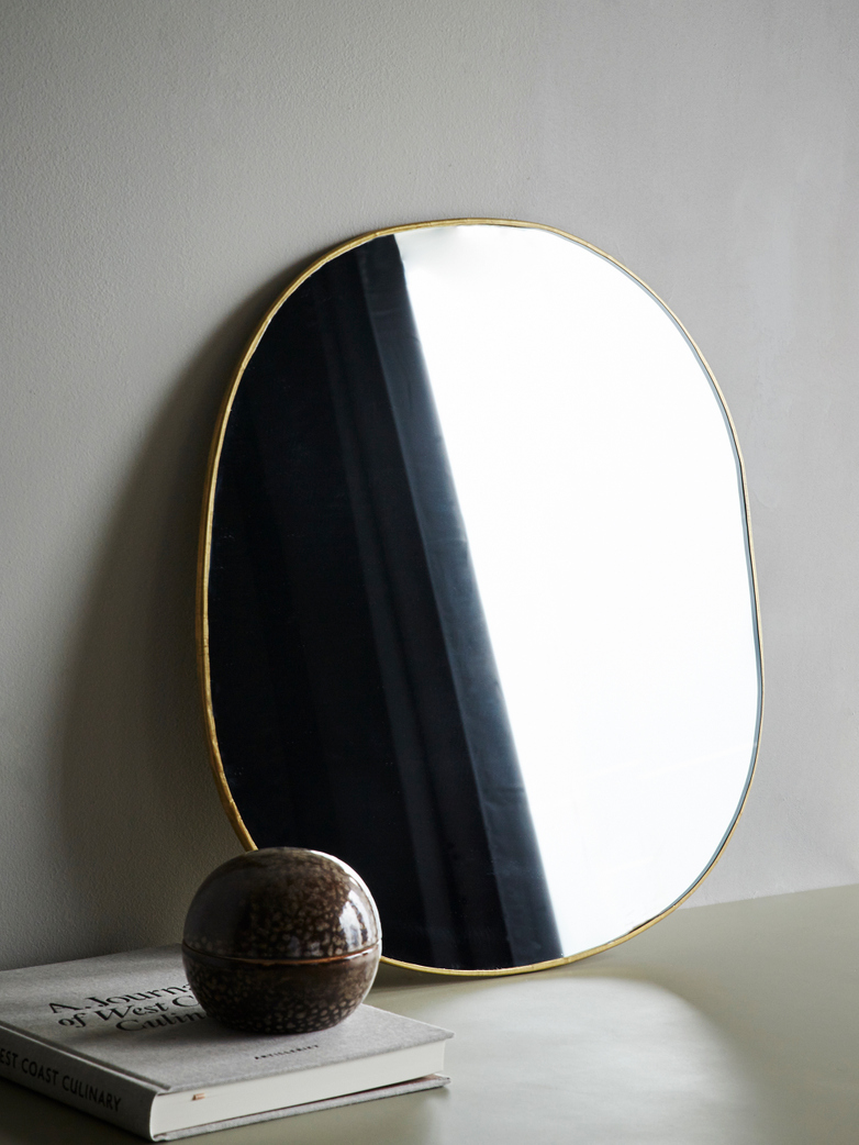 Ame Hand Crimped Brass Mirror 54x56 cm