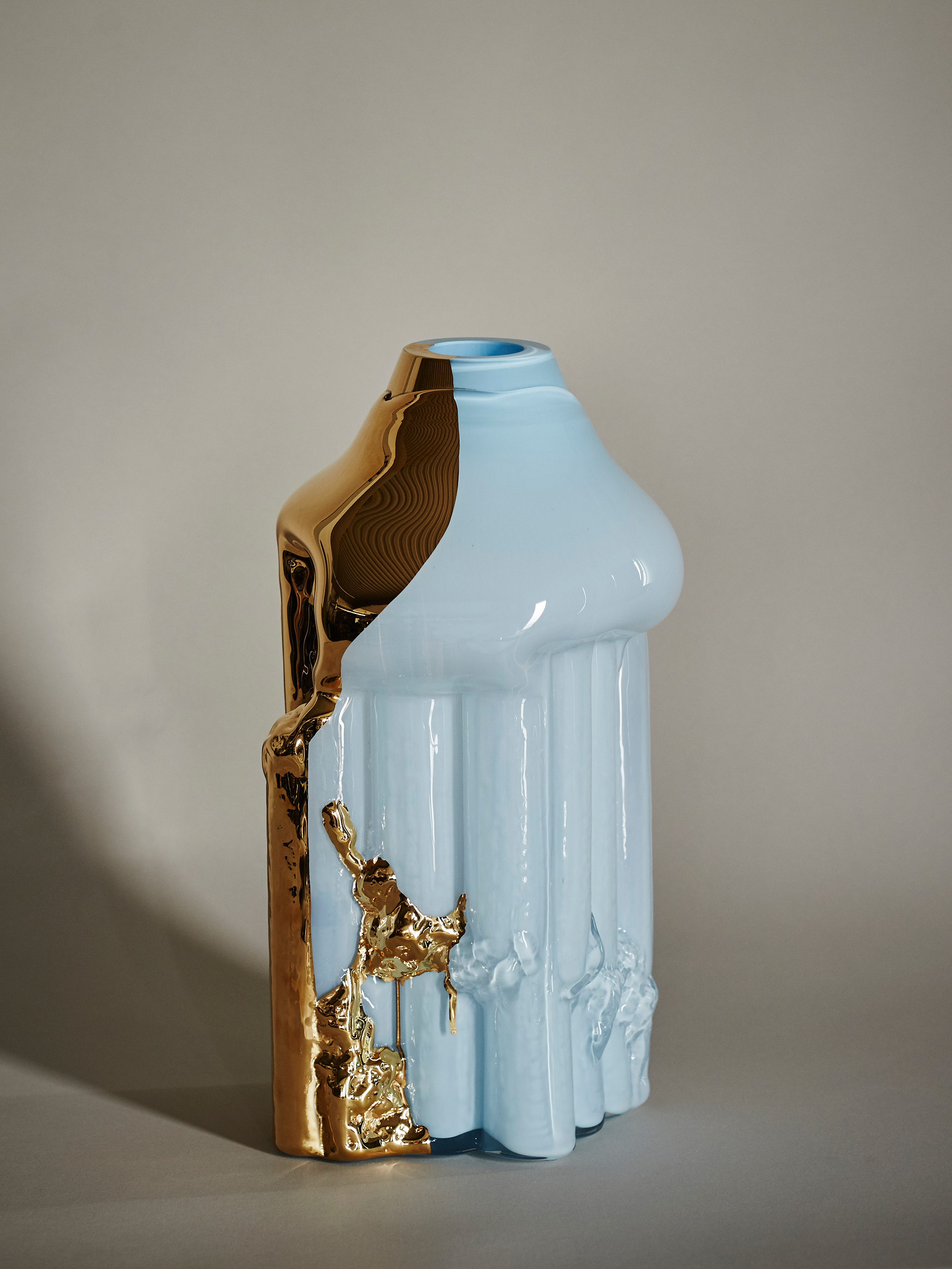 kirin collector's Kosta Boda金彩1986 KOSTA BODA — Hanna Hansdotter - Golden Rain - Pale Blue — Vases