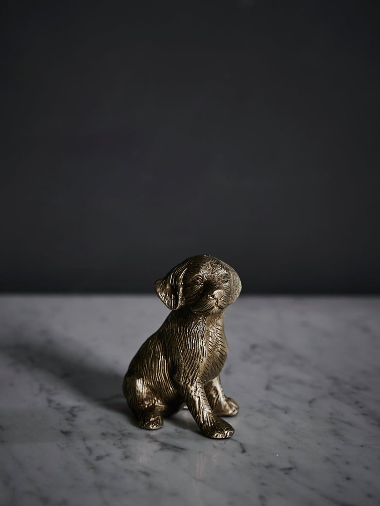 Sitting Dog Brass Paperweight