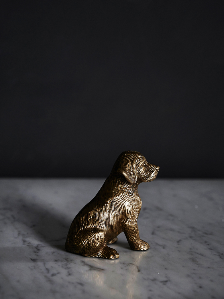 Sitting Dog Brass Paperweight