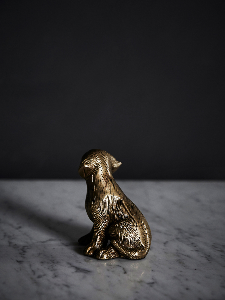 Sitting Dog Brass Paperweight