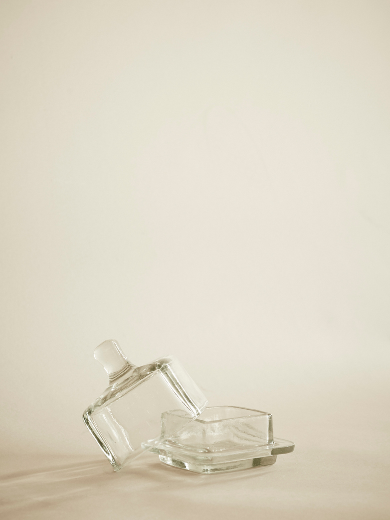 Square Glass Butter Dish