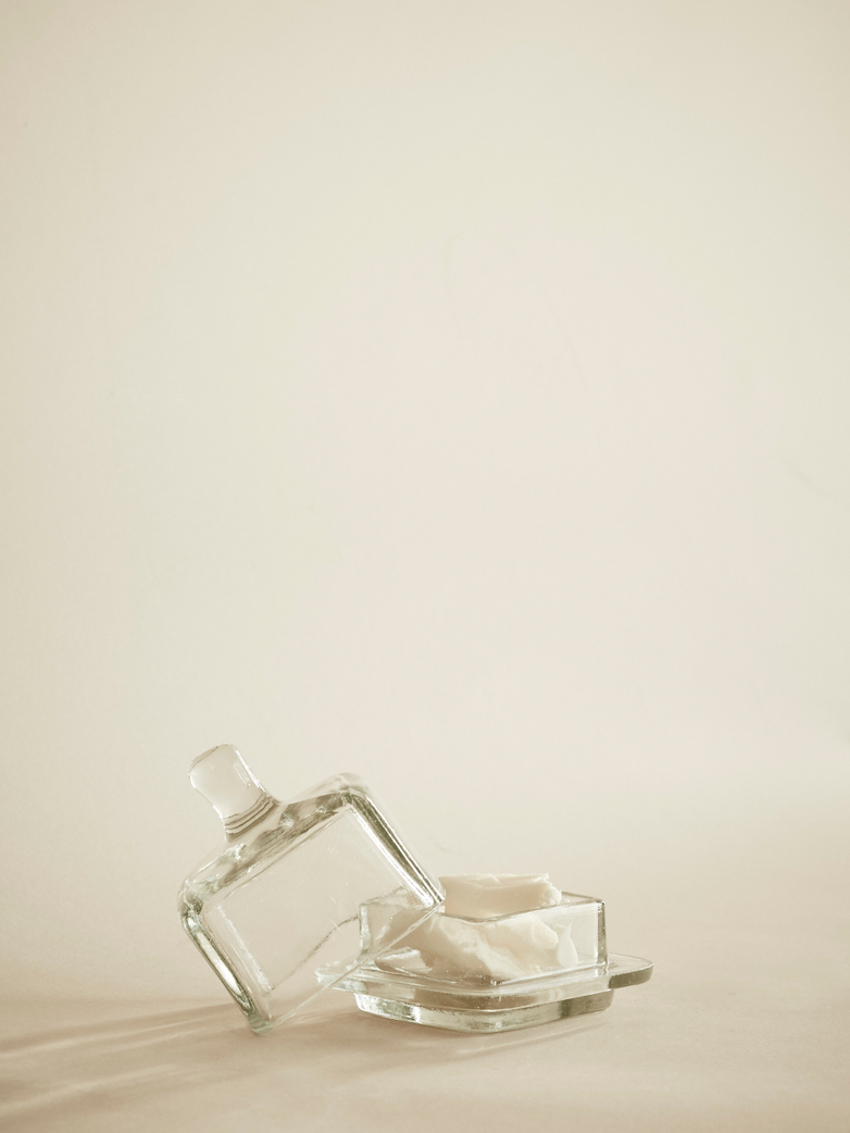 Square Glass Butter Dish