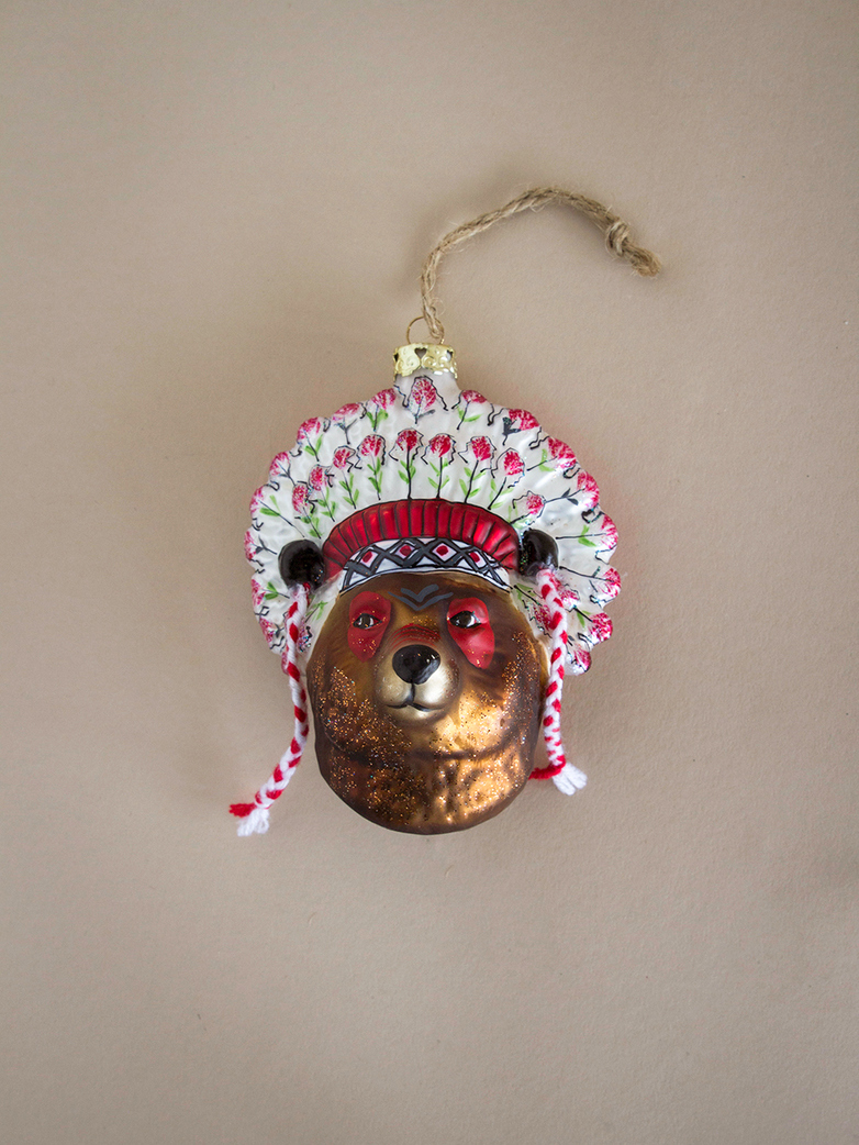 Bear Chief Ornament – Brown