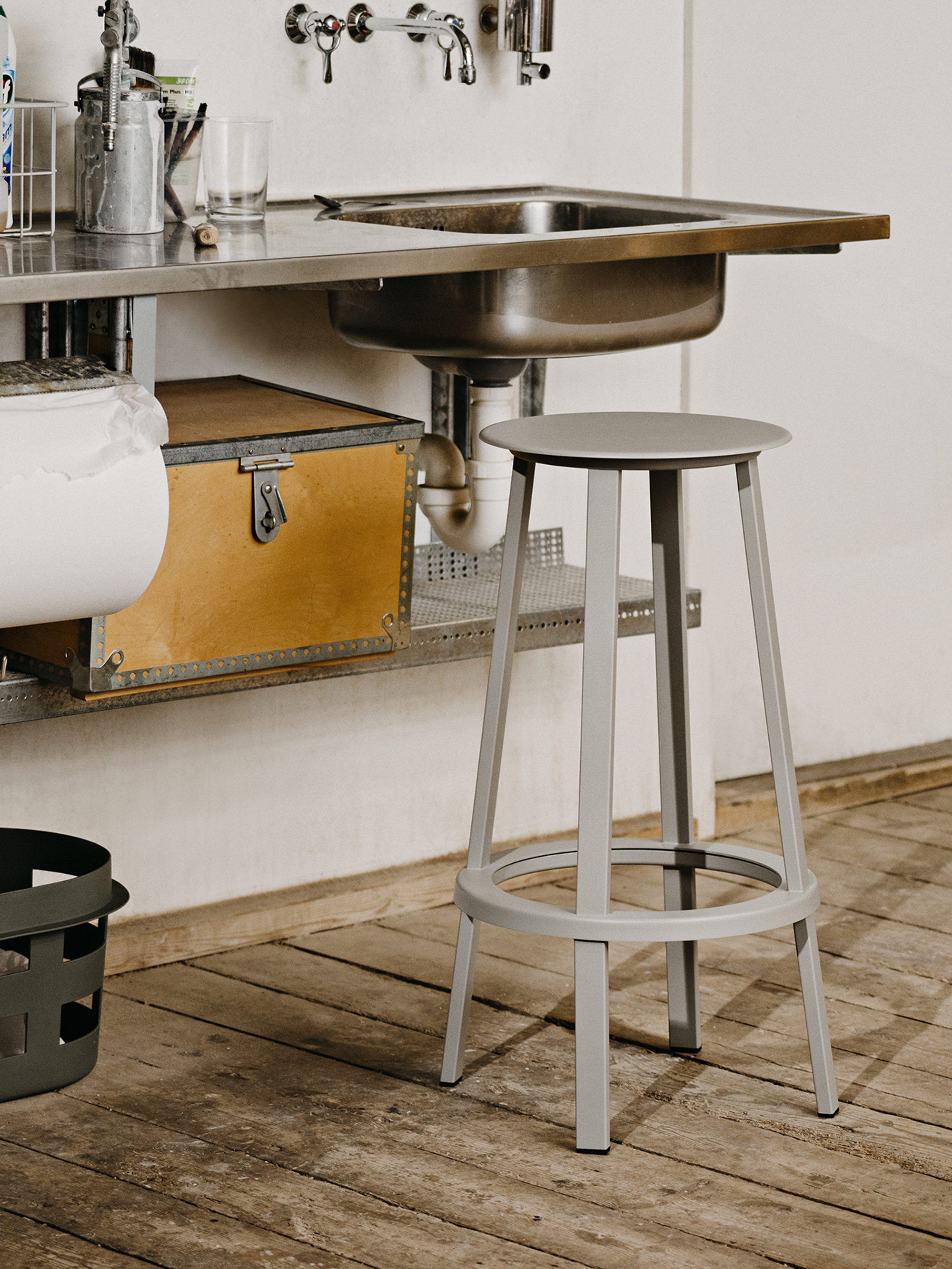 Hay — Revolver Bar Stool Low - Sky Grey Powder Coated — Shop All