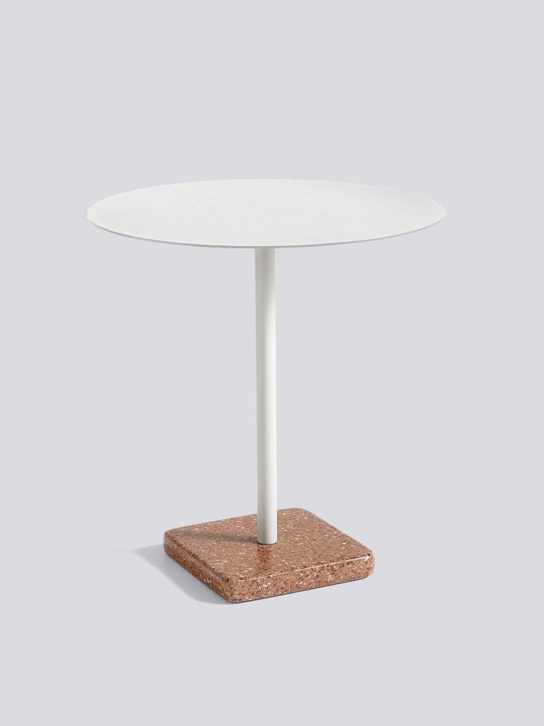 Terrazzo Round Table - Red Terrazzo - Sky grey powder coated steel