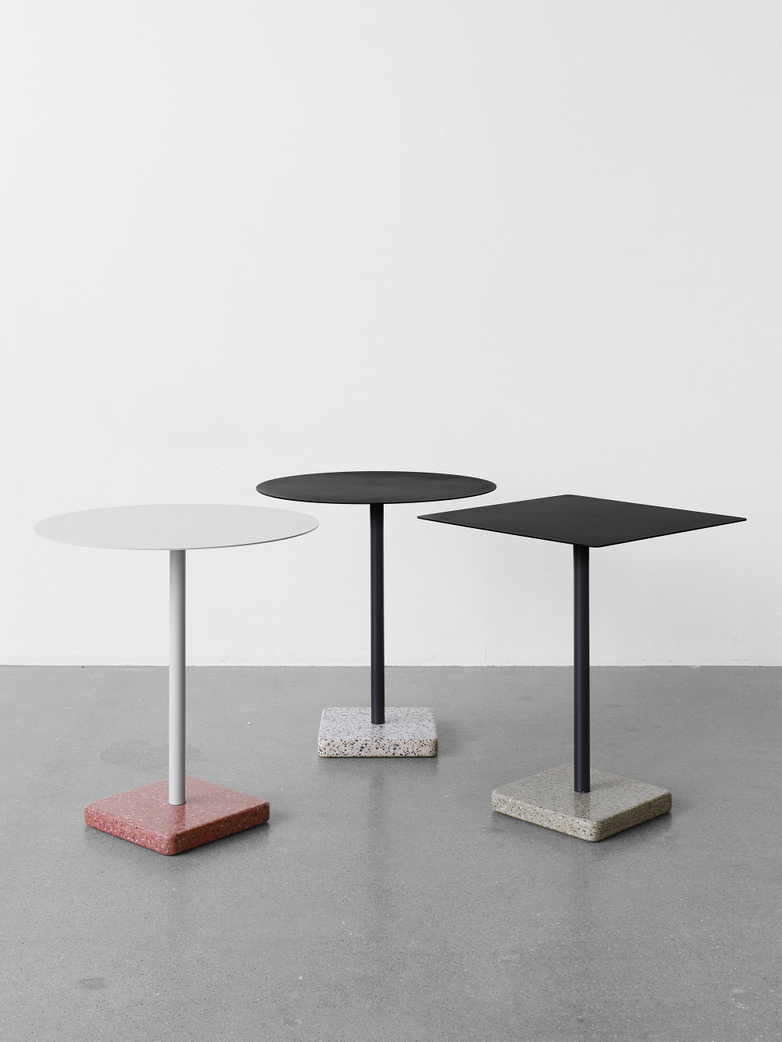 Terrazzo Square Table - Red Terrazzo - Sky grey powder coated steel