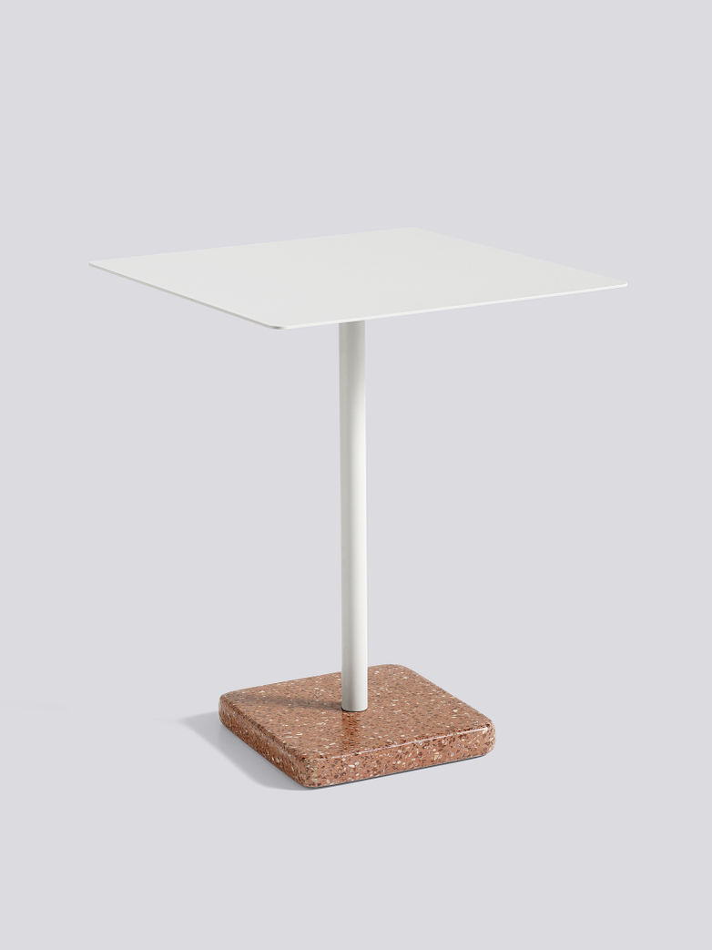 Terrazzo Square Table - Red Terrazzo - Sky grey powder coated steel