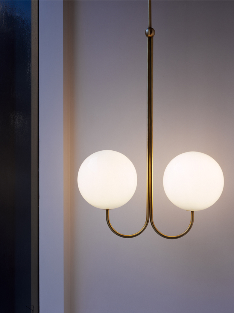 Double Angle Ceiling Mounted - Satin Brass