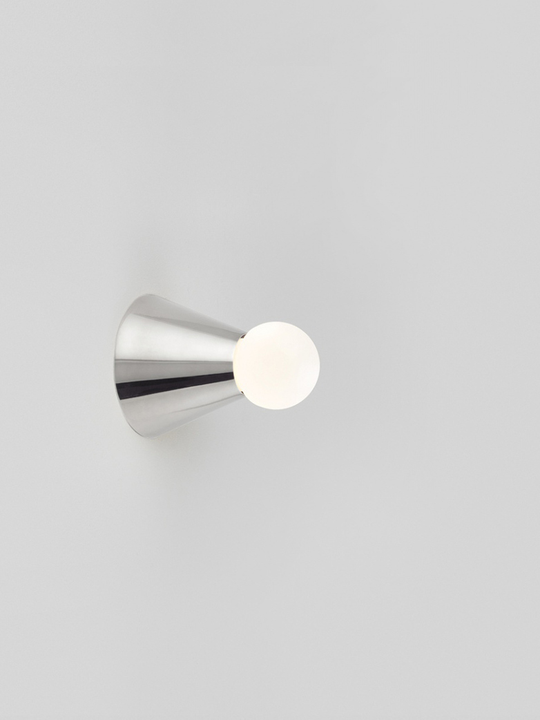 Cone Light Wall/Ceiling Mounted - Polished Nickel-plated Brass
