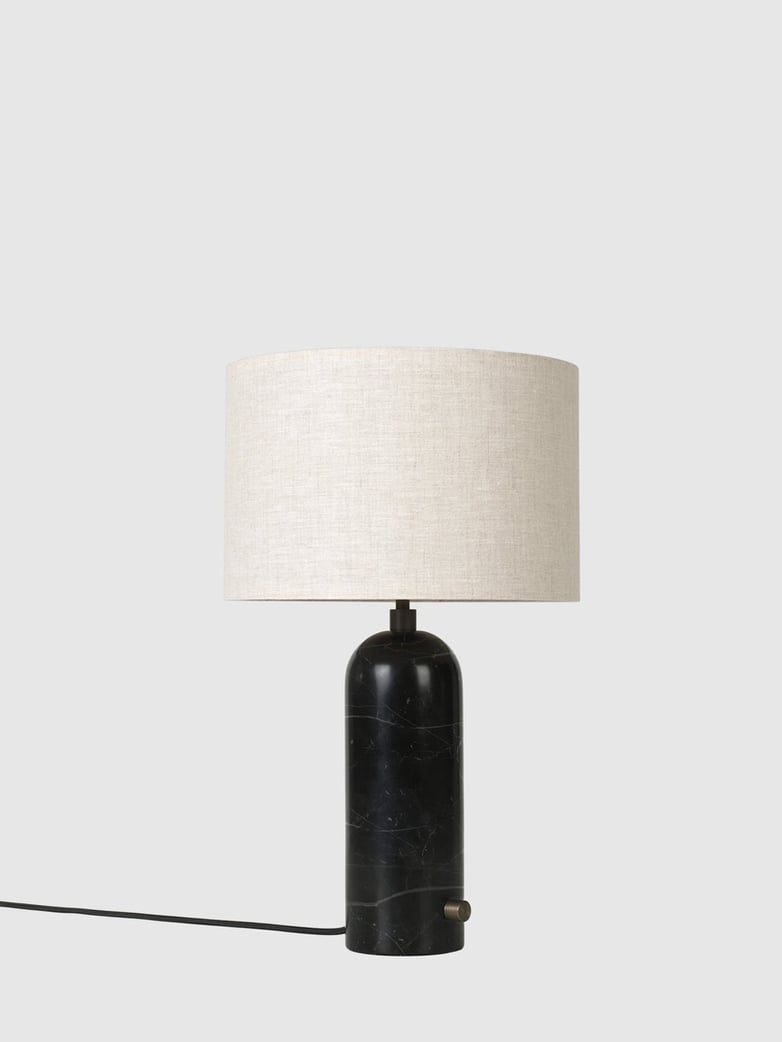 Gravity Table Lamp – Black Marble Base – Canvas – Small