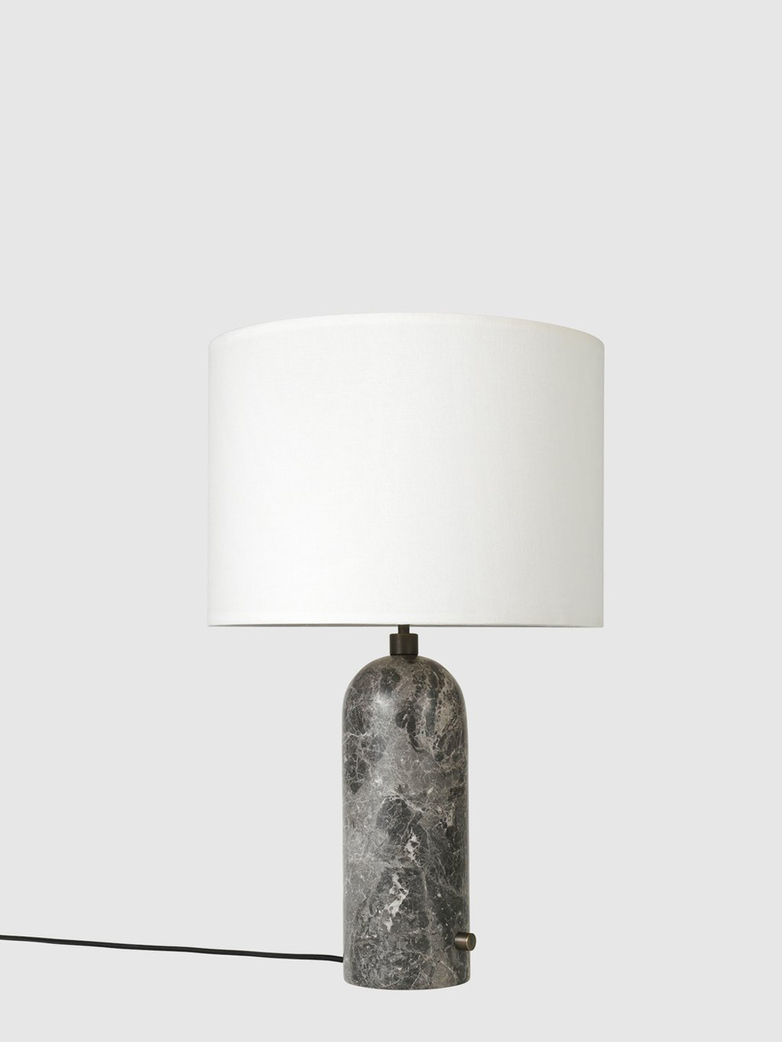 Gravity Table Lamp – Grey Marble Base – White – Large