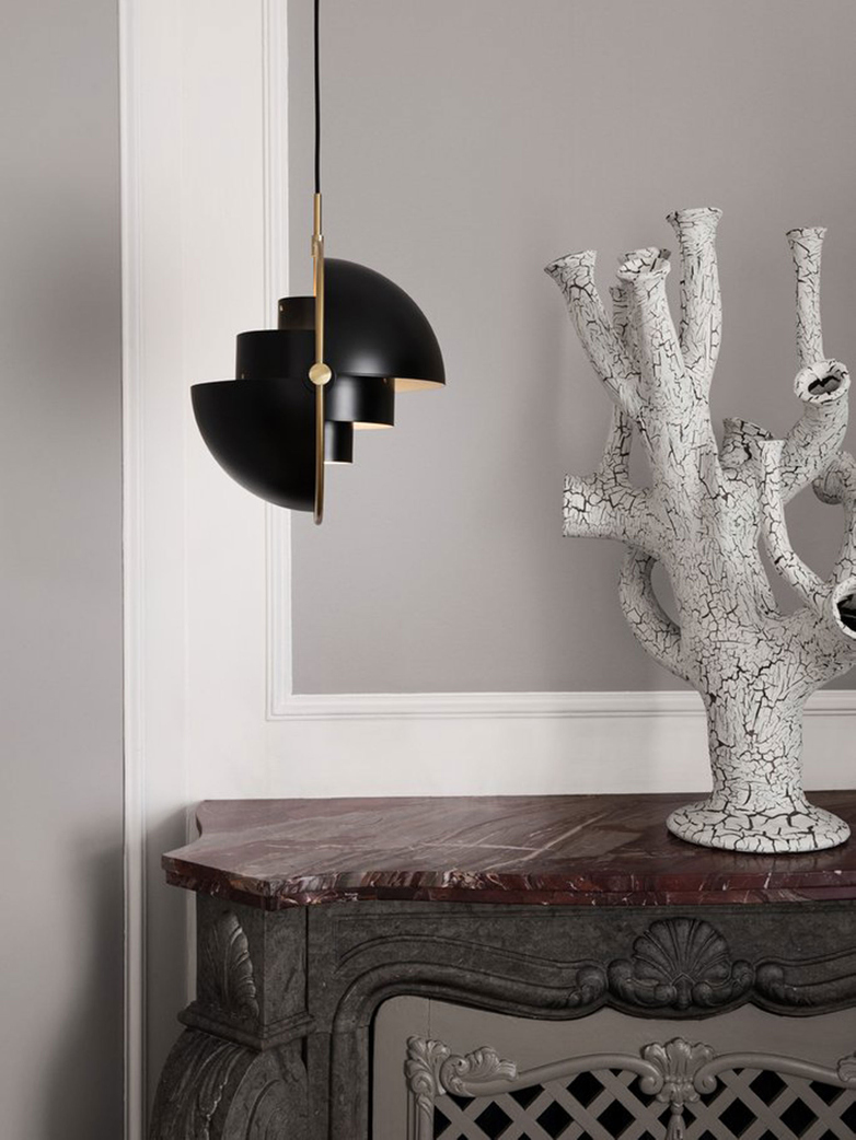 Multi-Lite – Pendant – Brass Base – Soft Black Semi Matt