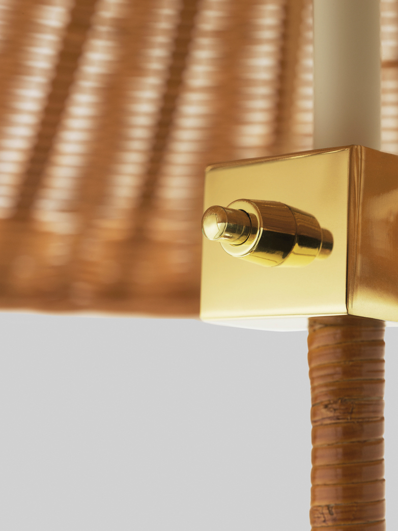 9602 Floor Lamp - Brass Base - Wicker Willow