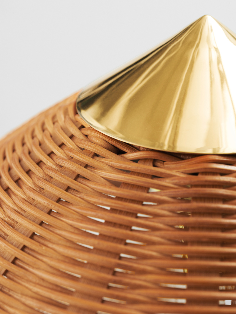 9602 Floor Lamp - Brass Base - Wicker Willow