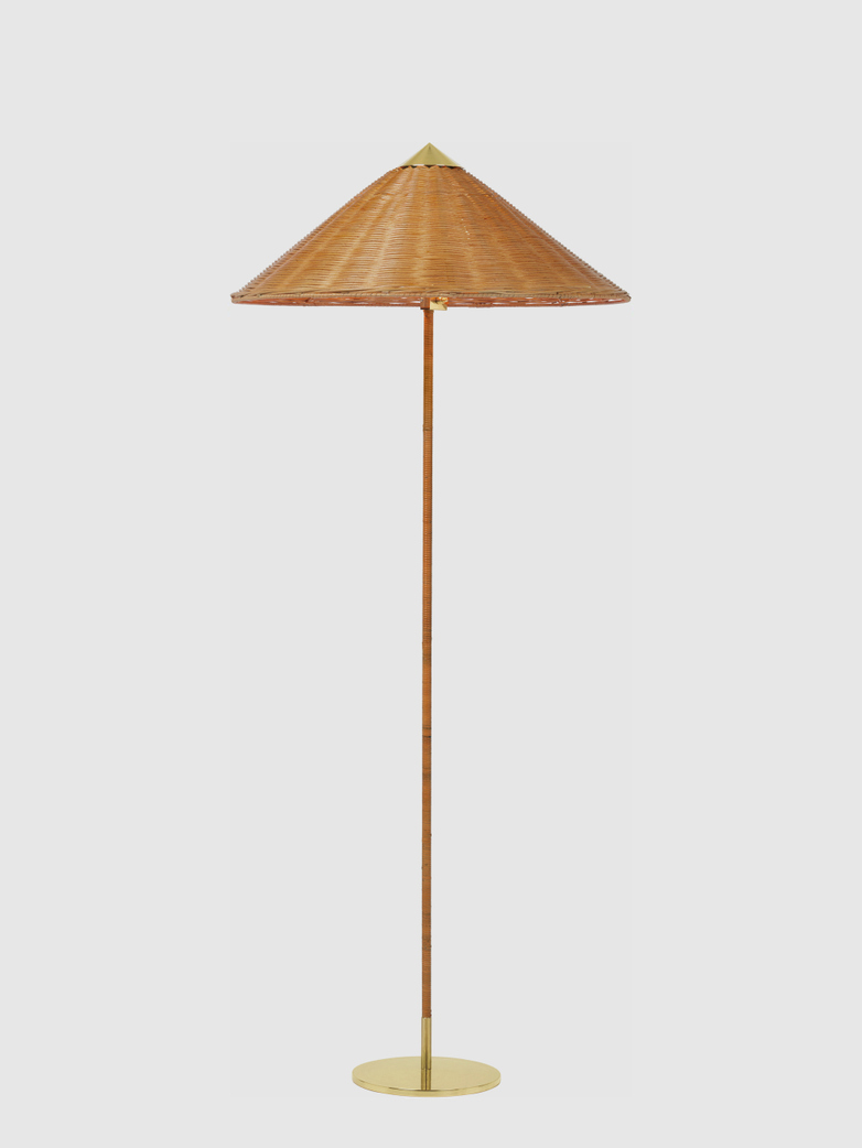 9602 Floor Lamp - Brass Base - Wicker Willow