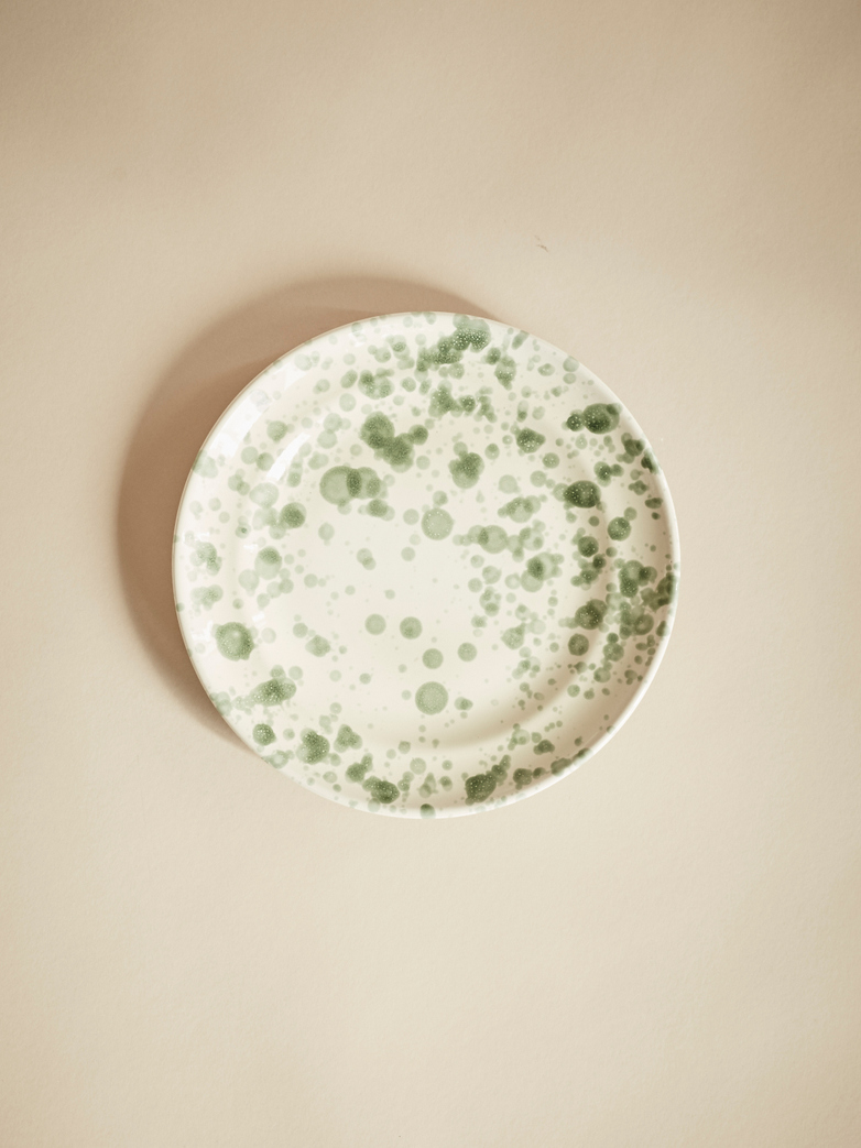 Spruzzi Vivente - Dinner Plate - Creme/Green – Medium