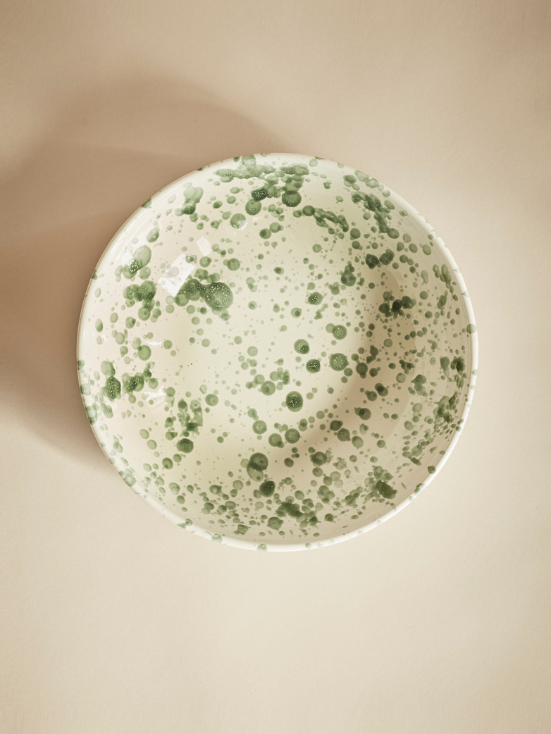 Spruzzi Vivente – Splatter Bowl – Creme/Green – Large