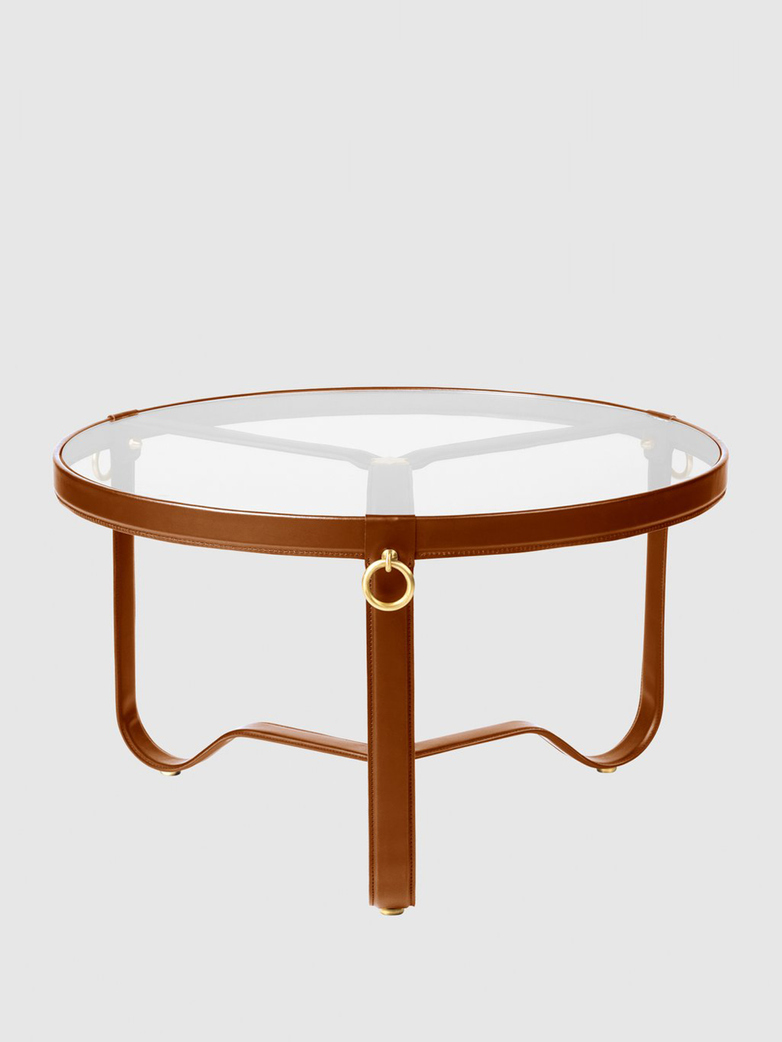 Adnet Coffee Table – Brown Leather - Medium