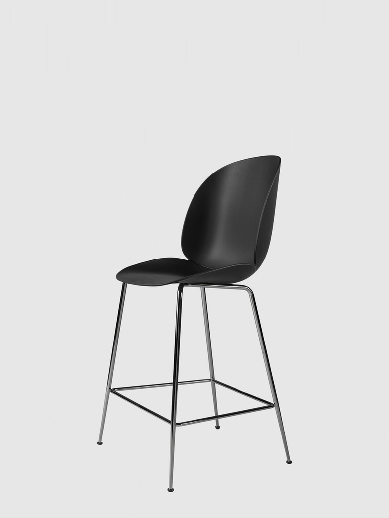 Beetle Bar Chair – Conic Black Chrome Base – Black – 63