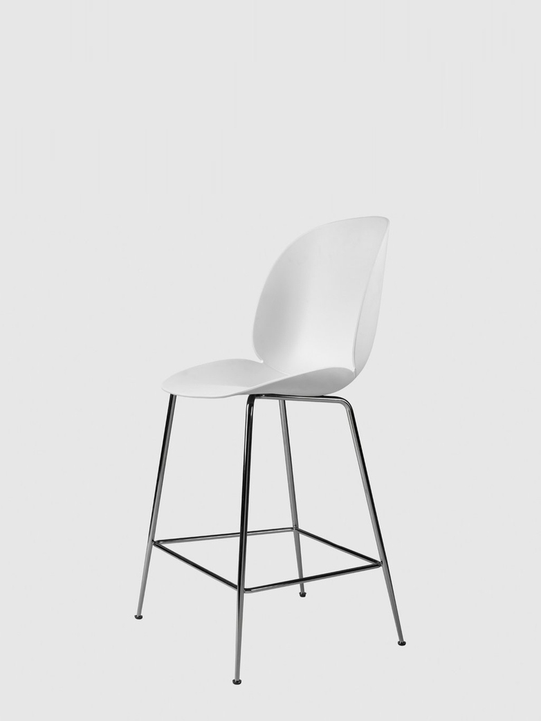 Beetle Bar Chair – Conic Black Chrome Base – White – 63