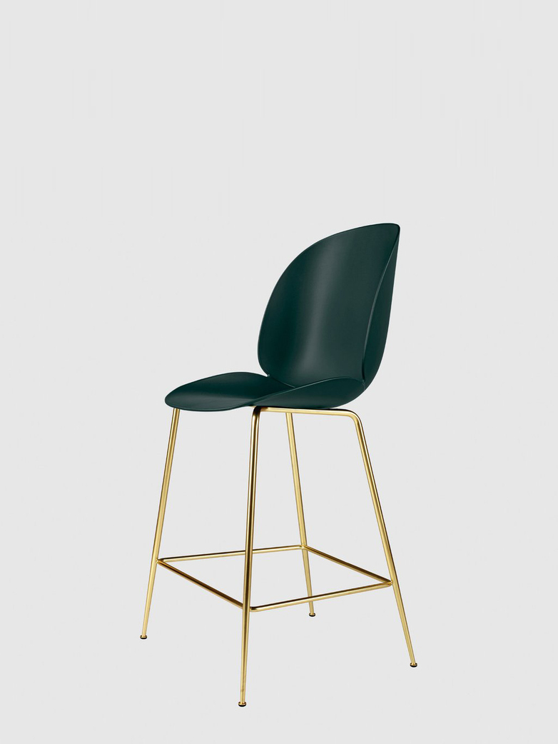 Beetle Bar Chair – Conic Brass Base – Dark Green – 63