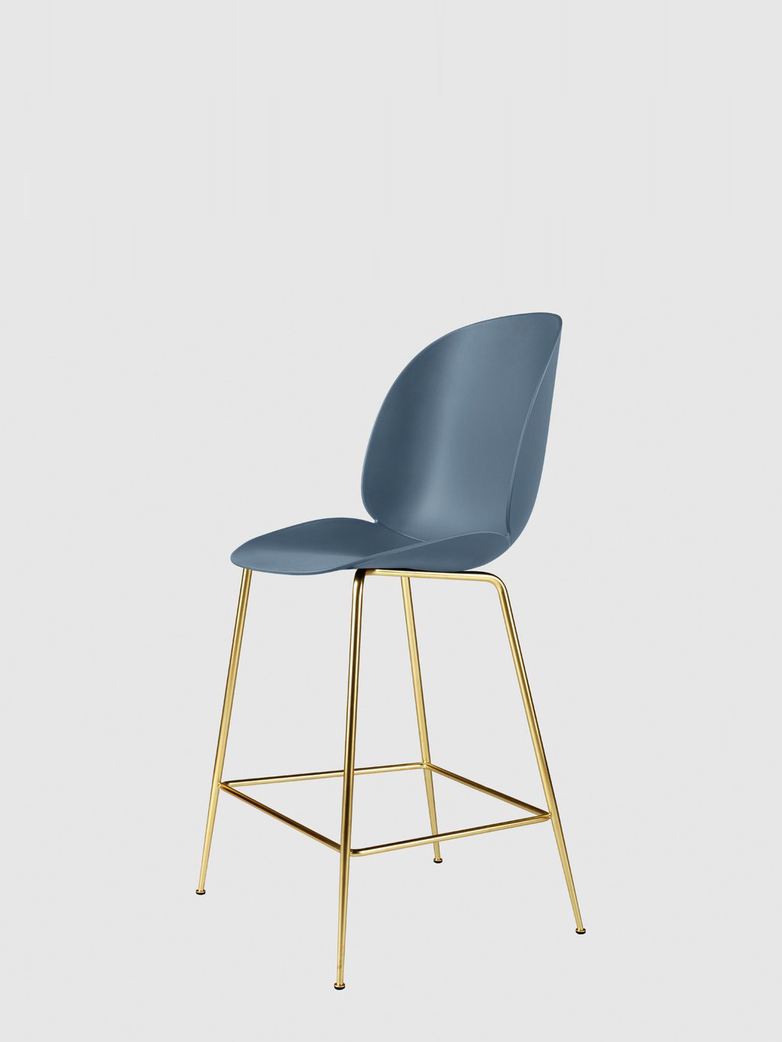 Beetle Bar Chair – Conic Brass Base – Blue – 63