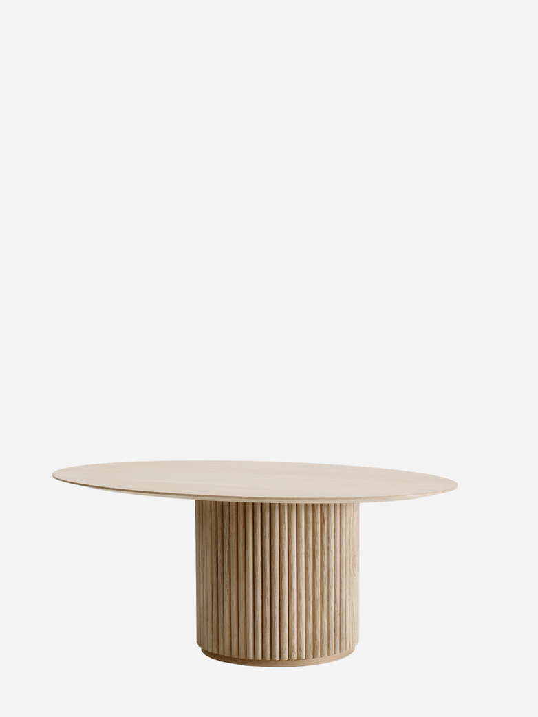 Palais Oval Sofa Table – White Stained Oak